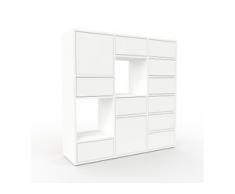 Kommode Weiß - Lowboard: Schubladen in Weiß & Türen in Weiß - Hochwertige Materialien - 118 x 118 x 35 cm, konfigurierbar