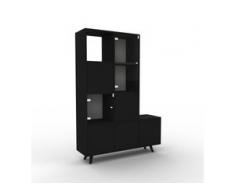 Aktenschrank Schwarz - Büroschrank: Schubladen in Schwarz & Türen in Kristallglas klar - Hochwertige Materialien - 118 x 168...