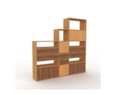 Aktenschrank Eiche - Büroschrank: Schubladen in Nussbaum & Türen in Nussbaum - Hochwertige Materialien - 190 x 195 x 35 cm,...