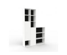 Aktenschrank Schwarz - Flexibler Büroschrank: Türen in Weiß - Hochwertige Materialien - 154 x 233 x 35 cm, Modular