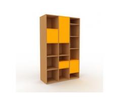 Holzregal Eiche - Modernes Regal aus Holz: Schubladen in Gelb & Türen in Gelb - 118 x 195 x 47 cm, Personalisierbar