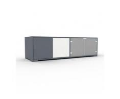 Lowboard Kristallglas satiniert - Designer-TV-Board: Türen in Kristallglas satiniert - Hochwertige Materialien - 152 x 43 x...