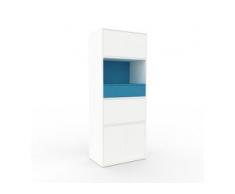 Aktenschrank Weiß - Büroschrank: Schubladen in Blau & Türen in Weiß - Hochwertige Materialien - 77 x 195 x 47 cm, Modular