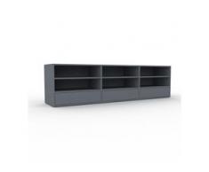 Holzregal Anthrazit - Skandinavisches Regal aus Holz: Schubladen in Anthrazit - 226 x 61 x 47 cm, Personalisierbar