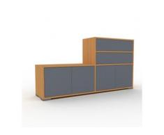 TV-Schrank Eiche - Fernsehschrank: Schubladen in Anthrazit & Türen in Anthrazit - 152 x 81 x 35 cm, konfigurierbar