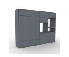 Holzregal Anthrazit - Modernes Regal aus Holz: Schubladen in Anthrazit & Türen in Anthrazit - 154 x 118 x 35 cm,...