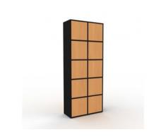 Aktenschrank Schwarz - Flexibler Büroschrank: Türen in Buche - Hochwertige Materialien - 79 x 195 x 35 cm, Modular