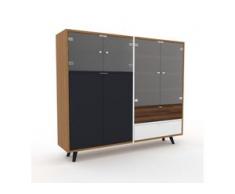 Highboard Kristallglas satiniert - Highboard: Schubladen in Weiß & Türen in Kristallglas satiniert - Hochwertige Materialien...