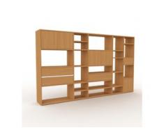 Holzregal Eiche - Modernes Regal aus Holz: Schubladen in Eiche & Türen in Eiche - 267 x 157 x 35 cm, Personalisierbar
