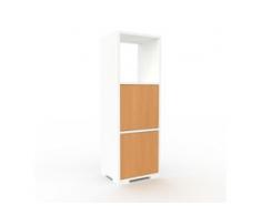 Aktenschrank Weiß - Flexibler Büroschrank: Türen in Buche - Hochwertige Materialien - 41 x 120 x 35 cm, Modular