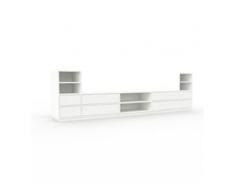 TV-Schrank Weiß - Moderner Fernsehschrank: Schubladen in Weiß - 303 x 85 x 47 cm, konfigurierbar