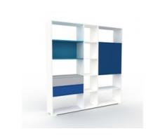 Aktenregal Weiß - Büroregal: Schubladen in Marineblau & Türen in Nachtblau - Hochwertige Materialien - 190 x 196 x 35 cm,...