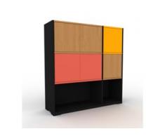 Aktenschrank Schwarz - Flexibler Büroschrank: Türen in Eiche - Hochwertige Materialien - 116 x 120 x 35 cm, Modular