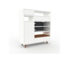 Highboard Weiß - Highboard: Schubladen in Weiß & Türen in Kristallglas klar - Hochwertige Materialien - 116 x 130 x 47 cm,...