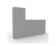 Aktenregal Grau - Büroregal: Schubladen in Grau & Türen in Grau - Hochwertige Materialien - 265 x 195 x 35 cm, konfigurierbar