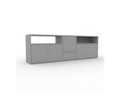 TV-Schrank Grau - Fernsehschrank: Schubladen in Grau & Türen in Grau - 190 x 61 x 35 cm, konfigurierbar