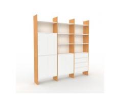 Aktenregal Buche - Büroregal: Schubladen in Weiß & Türen in Weiß - Hochwertige Materialien - 226 x 233 x 35 cm, konfigurierbar