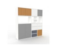 Aktenschrank Weiß - Büroschrank: Schubladen in Weiß & Türen in Grau - Hochwertige Materialien - 154 x 157 x 35 cm, Modular