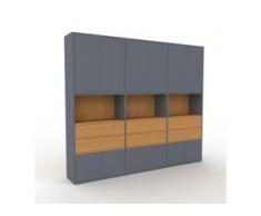 Aktenschrank Anthrazit - Büroschrank: Schubladen in Eiche & Türen in Anthrazit - Hochwertige Materialien - 226 x 195 x 35...