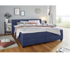 Breckle Boxspringbett, mit ausziehbarem Regal, Topper und Bettkasten, blau