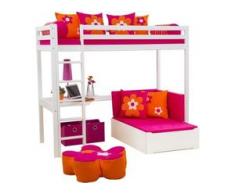 Hoppekids Hochbett inkl. Tischplatte und Ausziehbett, rosa