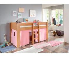 Relita Hochbett »Andi« mit Rolllattenrost und Vorhang, rosa
