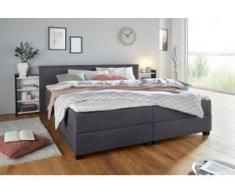 Breckle Boxspringbett, mit ausziehbarem Regal, Topper und Bettkasten, grau