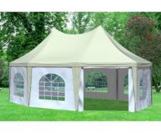 5x6,8 m Pavillon ARABICA PVC 400 g/m² - wasserdicht - Beige Weiß inkl. Seitenwänden mit Fenster" "