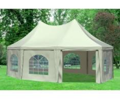5x6,8 m Pavillon ARABICA PVC 400 g/m² - wasserdicht - Beige inkl. Seitenwänden mit Fenster" "