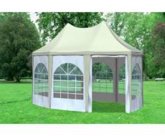 3x4,1 m Pavillon ARABICA PVC 400 g/m² - wasserdicht - Beige Weiß inkl. Seitenwänden mit Fenster" "