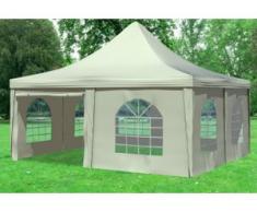 5x5 m Pavillon ARABICA PVC 400 g/m² - wasserdicht - Beige inkl. Seitenwänden mit Fenster" "