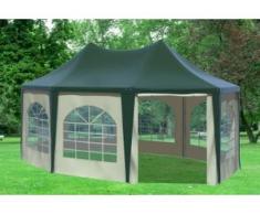 4x5,5 m Pavillon ARABICA PVC 400 g/m² - wasserdicht - Grün Beige inkl. Seitenwänden mit Fenster" "
