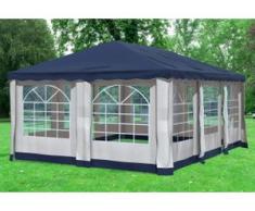 4x6 m Pavillon DELUXE Polyester-PVC 280 g/m² - wasserdicht - Blau inkl. Seitenwänden mit Fenster" "