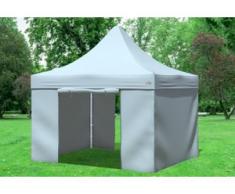 3x3 m Faltpavillon Prof.+ ALU Polyester 330 g/m² - 100 % wasserdicht - BGrau au inkl. Seitenwänden" "