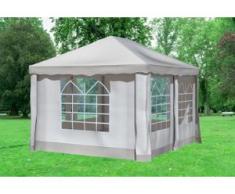 3x4 m Pavillon DELUXE Polyester-PVC 280 g/m² - wasserdicht - Braun inkl. Seitenwänden mit Fenster" "