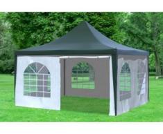 4x4 m Pavillon ARABICA PVC 400 g/m² - wasserdicht - Grün Weiß inkl. Seitenwänden mit Fenster" "