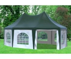 5x6,8 m Pavillon ARABICA PVC 400 g/m² - wasserdicht - Grün Weiß inkl. Seitenwänden mit Fenster" "