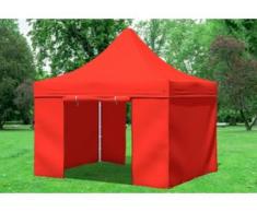 3x3 m Faltpavillon Prof.+ ALU Polyester 330 g/m² - 100 % wasserdicht - Rot inkl. Seitenwänden" "