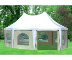5x6,8 m Pavillon ARABICA PVC 400 g/m² - wasserdicht - Weiß Beige inkl. Seitenwänden mit Fenster" "