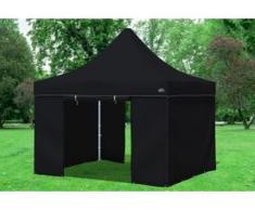 3x3 m Faltpavillon Prof.+ ALU Polyester 330 g/m² - 100 % wasserdicht - Schwarz inkl. Seitenwänden " "