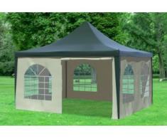 4x4 m Pavillon ARABICA PVC 400 g/m² - wasserdicht - Grün Beige inkl. Seitenwänden mit Fenster" "