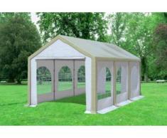 3x6 m Partyzelt Modular Professional PVC 500 g/m² - wasserdicht - Braun Weiß inkl. Seitenwänden mit Fenster" "
