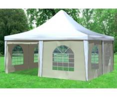 5x5 m Pavillon ARABICA PVC 400 g/m² - wasserdicht - Weiß Beige inkl. Seitenwänden mit Fenster" "