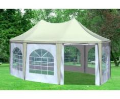 4x5,5 m Pavillon ARABICA PVC 400 g/m² - wasserdicht - Beige Weiß inkl. Seitenwänden mit Fenster" "