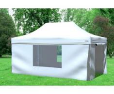 3x4,5 m Faltpavillon Prof.+ ALU Polyester 330 g/m² - 100 % wasserdicht - Weiß inkl. Seitenwänden mit Fenster" "