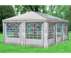4x6 m Pavillon DELUXE Polyester-PVC 280 g/m² - wasserdicht - Braun inkl. Seitenwänden mit Fenster" "