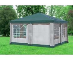 4x4 m Pavillon DELUXE Premium-PVC 400 g/m² - wasserdicht - Grün inkl. Seitenwänden mit Fenster" "