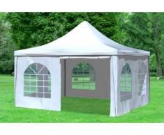 4x4 m Pavillon ARABICA PVC 400 g/m² - wasserdicht - Weiß inkl. Seitenwänden mit Fenster" "