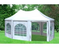 4x5,5 m Pavillon ARABICA PVC 400 g/m² - wasserdicht - Weiß inkl. Seitenwänden mit Fenster" "