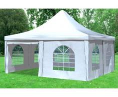 5x5 m Pavillon ARABICA PVC 400 g/m² - wasserdicht - Weiß inkl. Seitenwänden mit Fenster" "